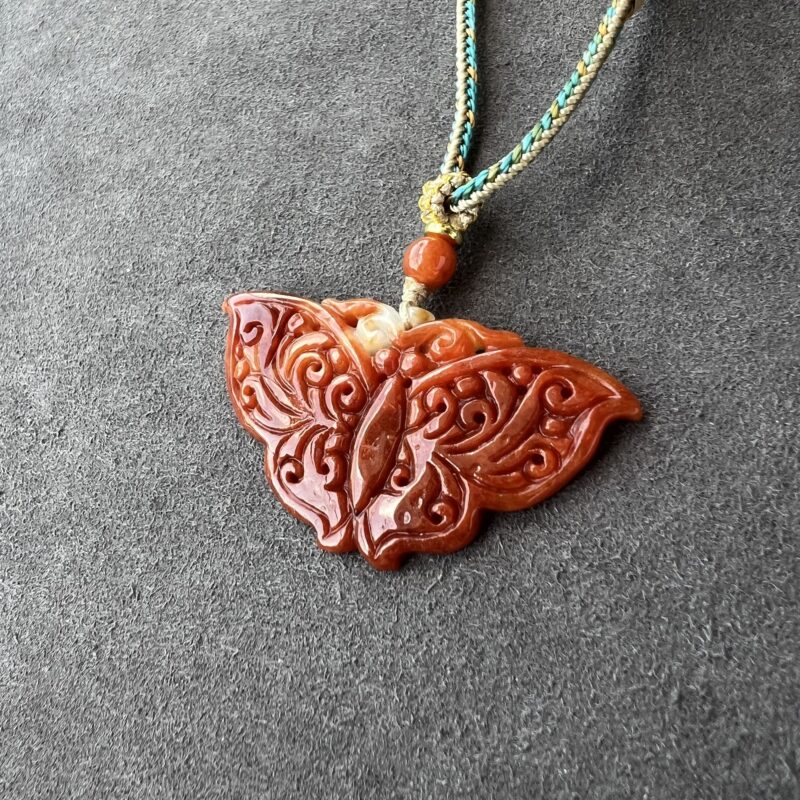Icy Orange Jade Pendant Irregular, PIO-4267 | Certified Grade A Jade