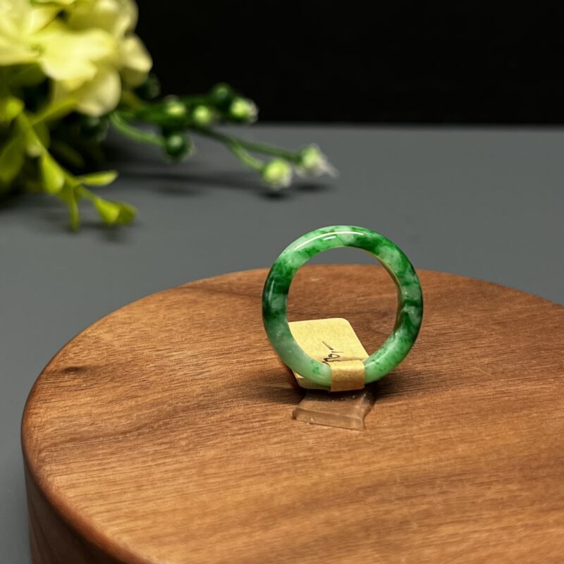 [HK13] Icy Green Jade Ring Full Jadeite Ring, RRG-4248 | Certified Grade A Jade