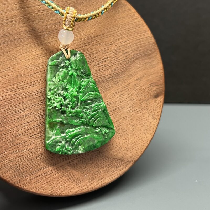 Icy Green Jade Pendant Plate (Wu Shi Pai), PWG-4469 | Certified Grade A Jade