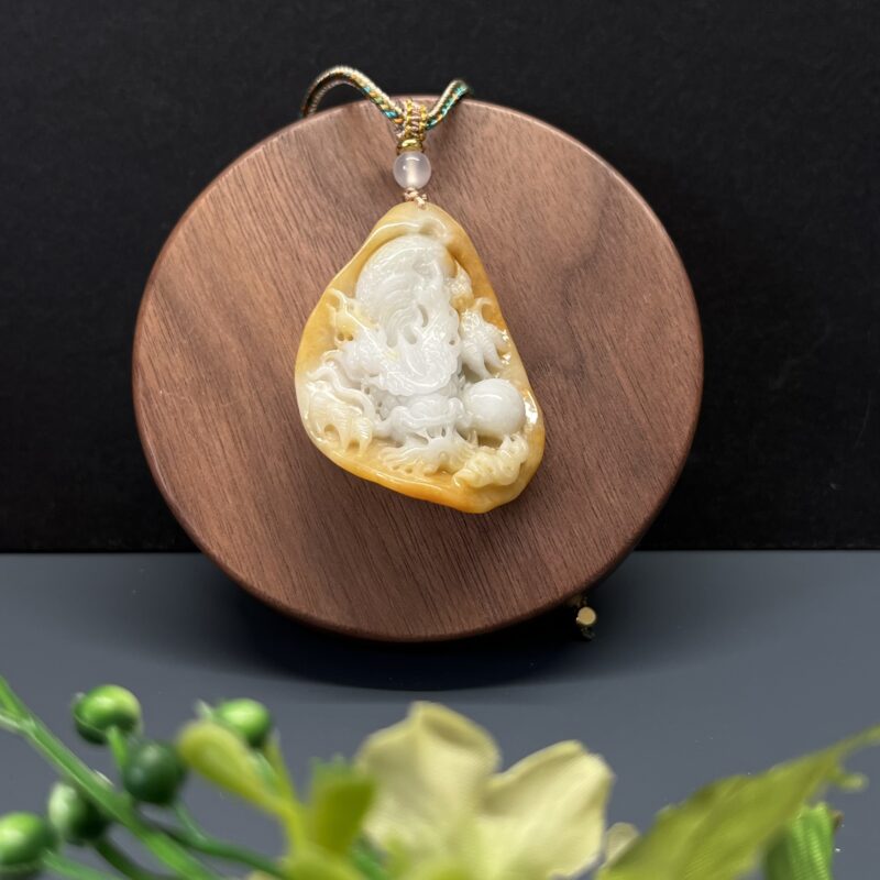 Icy Yellow Jade Pendant Hand-carving Stone, PHY-4473 | Certified Grade A Jade