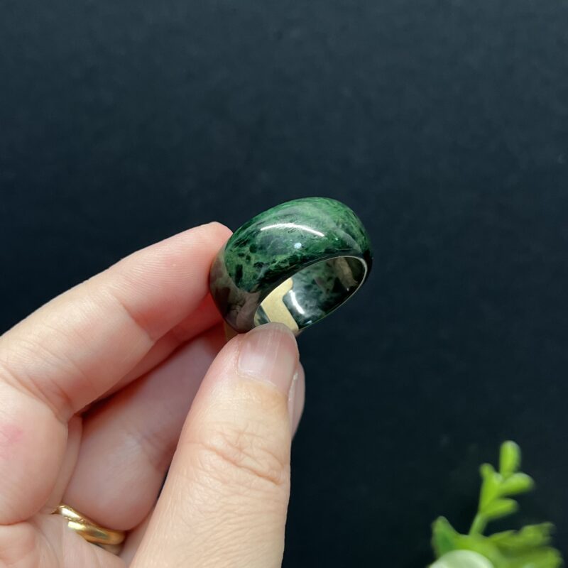 [HK25] Icy Green Jade Ring Full Jadeite Ring, RRG-4484 | Certified Grade A Jade