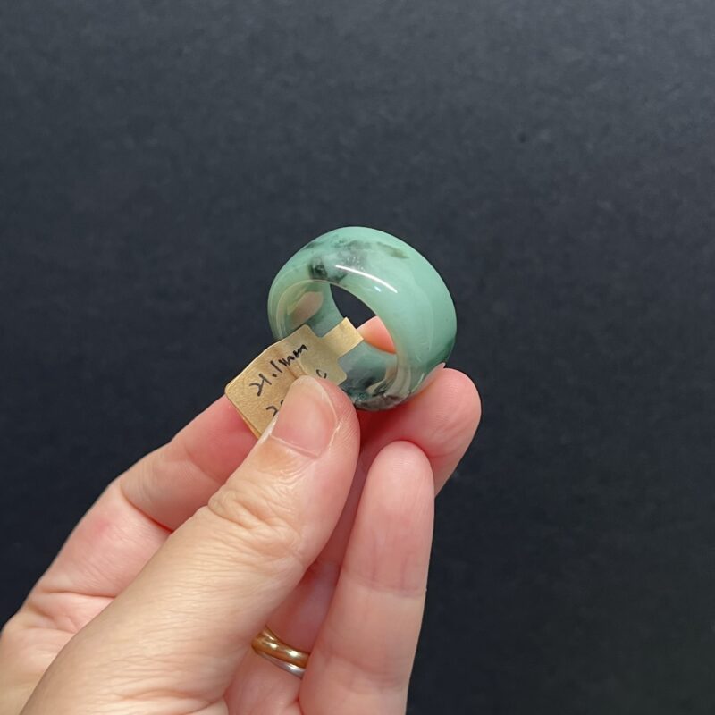 [HK25] Icy Green Jade Ring Full Jadeite Ring, RRG-4486 | Certified Grade A Jade