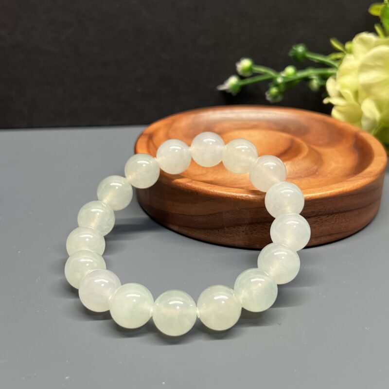 [11mm] Glassy Green Jade Bracelet Beads, BBG-4488 | Certified Grade A Jade