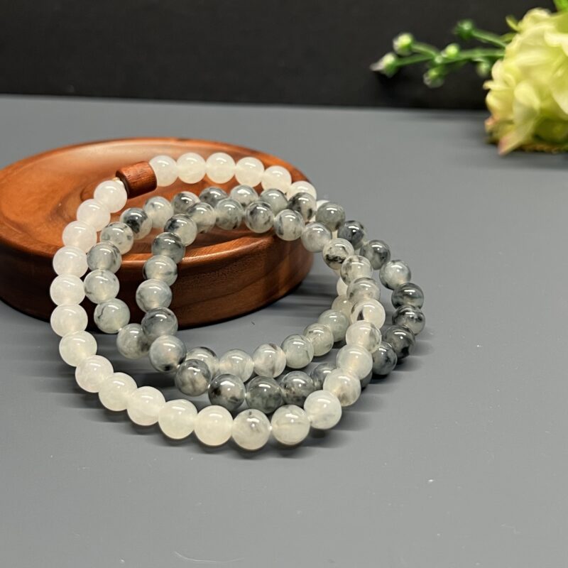 [8mm] Icy Multi-color Jade Necklace Beads, NBM-4496 | Certified Grade A Jade