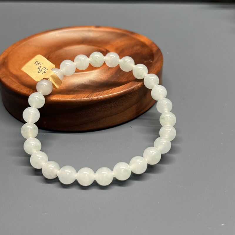 [7mm] Icy Icy White Jade Bracelet Beads, BBI-4497 | Certified Grade A Jade