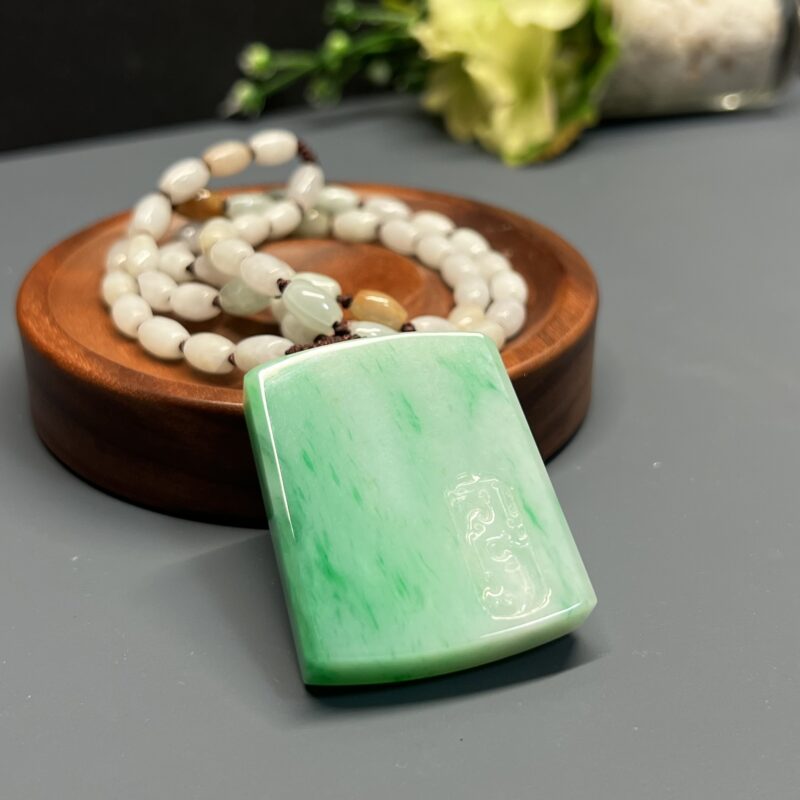 Icy Green Jade Pendant Plate (Wu Shi Pai), PWG-4506 | Certified Grade A Jade