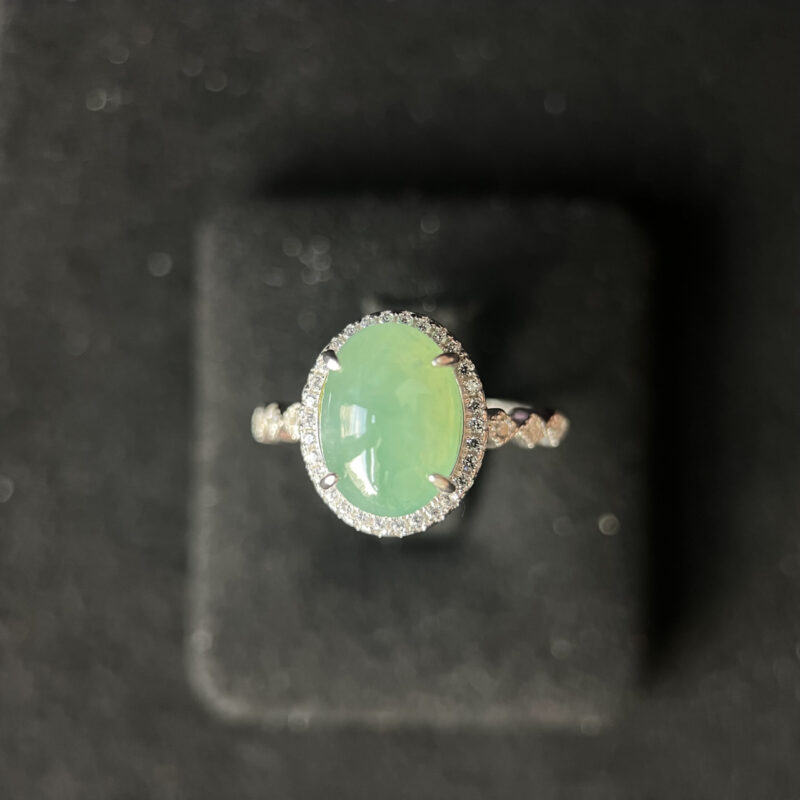 Icy Blue Jade Ring Cabochon, In S925 setting, Bundle (Various Design)
