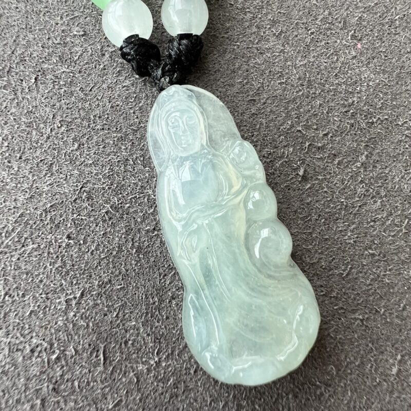 Icy Jade Pendant Guan Yin in Handmade String, Bundle (Various Color)