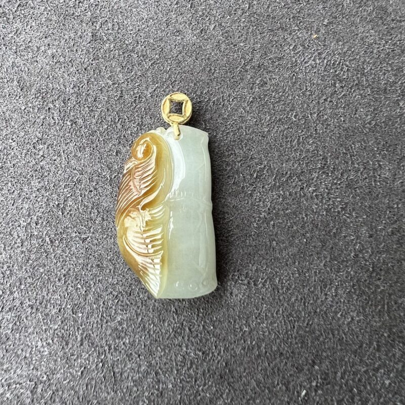 Icy Bamboo Jade Pendant 18K Gold, Bundle (Yellow/Blue)