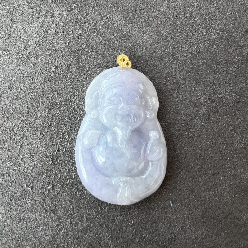 Icy Jade Pendant 18K Gold, God of Wealth (Cai Shen Ye), Bundle (Various Color)